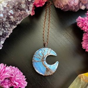 Opalite Tree Of Life Moon Necklace